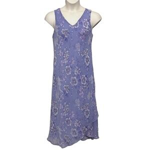 Vintage Studio 1 Womens Dress 14 Lavender Purple Sheer Floral Feminine Fairy Y2K